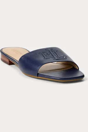 Ralph Lauren Everley Logo Nappa Leather Slide Sandals