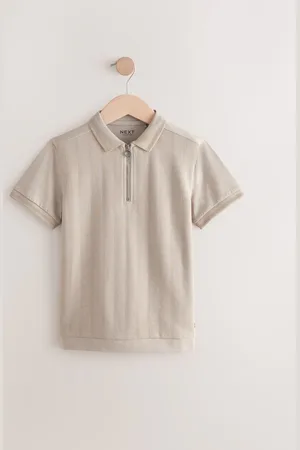 Next Tekstureret Kortærmet Quarter Zip Polo-skjorter (3-16år)8 år ( 128 cm)