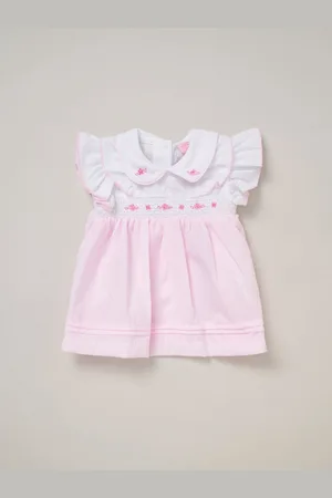 Rock-a-bye Baby Boutique Pink 100% Cotton Dress Knickers and Bow Headband Outfit Set7480cm