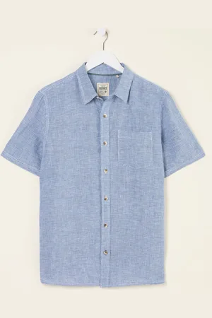 Fat Face FatFace Short Sleeve Micro Linen Check 100% Linen Shirtsmall