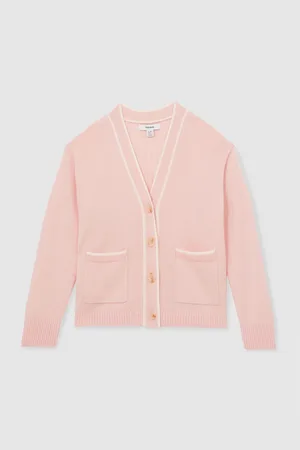 Reiss Juni Wool-Blend Stripe-Detail Cardigan With Cashmere152158cm