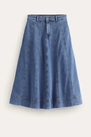Boden Panelled Full 100% Cotton Denim Skirt36