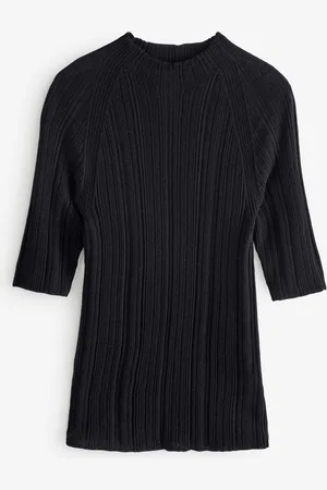 Banana Republic Ribbet Merino Mock-Neck Albue-Sleeve Trøjelarge