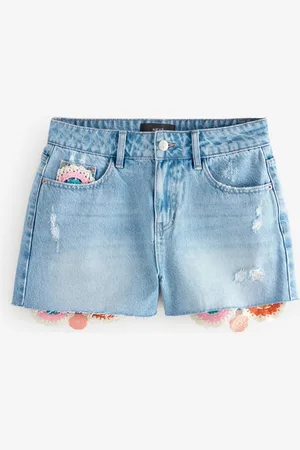 Next 100% Cotton Crochet Denim Shorts