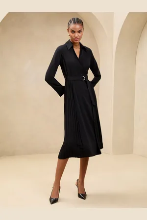 Lipsy London Pleated Skirt Belted Midi Shirt Dress40