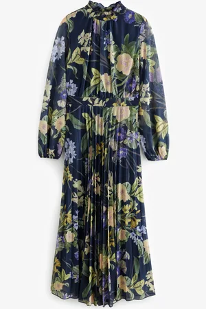 Next Long Sleeve Occasion Pleated Maxi Dress40