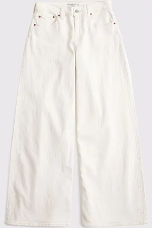 Abercrombie & Fitch Cream Mid Rise Ultra Wide Leg Jeans40