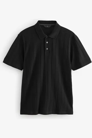 Next Vertical Textured Casual Button Neck 100% Cotton Polo Shirtxxxlarge
