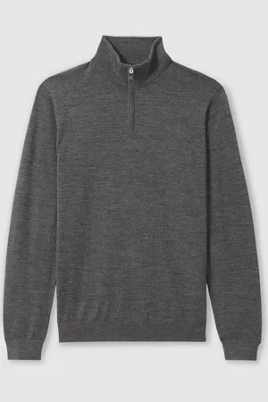 Reiss Blackhall Merino Wool Half-Zip Funnel Neck JumperS