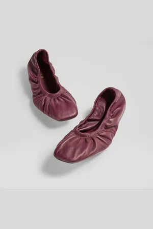 LK Bennett Tayla Bordeaux Nappa Leather Folded Ballerinas