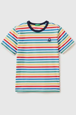 Benetton Drenge stribet 100% Bomuld Logo T-shirt8 - 9 år (128 - 134cm)