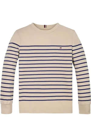 Tommy Hilfiger Unisex Regular Fit 100% Cotton Crew Neck Stripe Long Sleeve T-Shirt12 år (152cm)