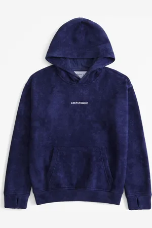 Abercrombie & Fitch Blue Washed Logo Back Print Hoodie17 - 18 år