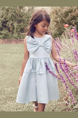 Laura Ashley Scallop 100% Cotton Bow Dress128134cm