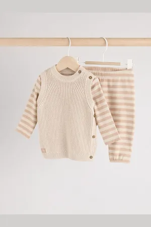 Next Baby Knit 100% Cotton Vest Set 3 Piece (0mths-2yrs)Op til 3 måneder (62cm)