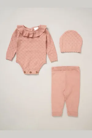 Rock-a-bye Baby Boutique V True Knit Bodysuit Rib 100% Cotton Leggings And Hat Outfit Set6 - 12 måneder (68 - 80cm)