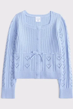 Abercrombie & Fitch Heart Stitch Square Neck Knitted Jumper With Tie Detail17år