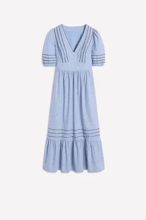 Boden Smocked Waist Linen Dress40
