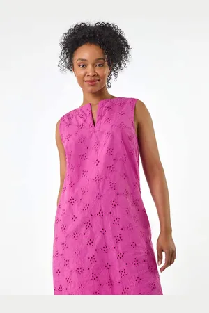 Roman Petite 100% Cotton Floral Embroidered Shift Dress44