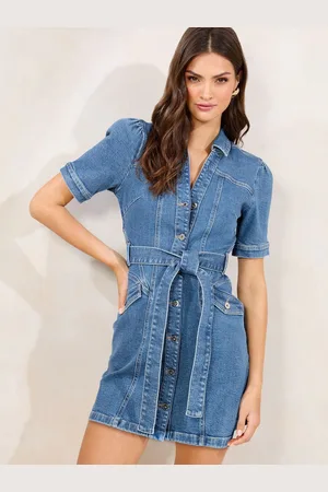 Lipsy London Denim Mini Shirt Dress with Waist Seaming Detail42