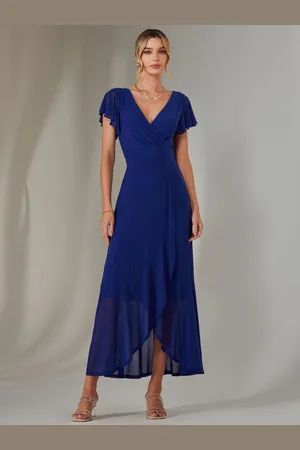 Jolie Moi Plain Wrap Mesh Maxi Dress48