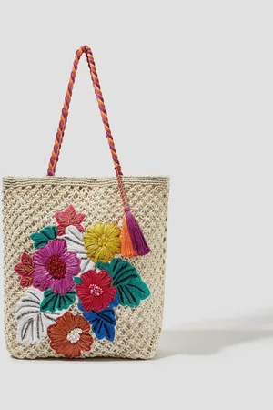 Monsoon Zoe Embroidered Crochet Tote Bagen