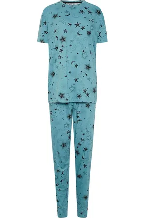 Long Tall Sally 100% Cotton Cosmic Kortærmet Brede bukseben Pyjamassæt46-48