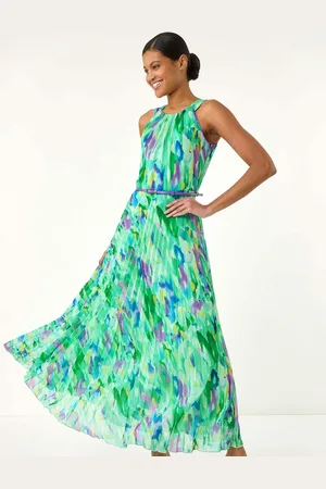Roman Blurred Print Pleated Maxi Dress46