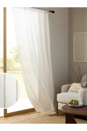 Next Tuftet Stribet Slot Top Voile Uforet Sheer Panel Gardiner140Bx137D