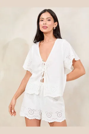 Lipsy London Woven Broderie Pyjamas Shorts SetMiddel