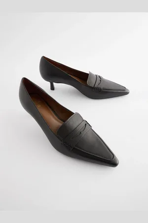 Next Forever Comfort Leather Point Kitten Loafer Heels