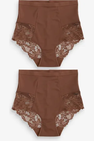 Next Tryk Mavekorrigerende kontrol Lace Back Brazilian Knickers 2 Pakke46