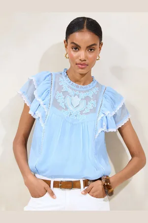 Lipsy London Ruffle sleeve Chiffon Lace T-Shirt40