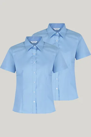 Trutex Blue Slim Fit Short Sleeve 2 Pack School Shirts16 år (176cm)