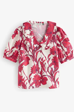Baukjen Red 100% Cotton Rosana Collar Blouse46