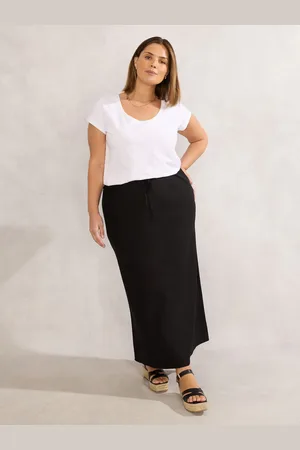 Live Unlimited London Linen Blend Midaxi Skirt52
