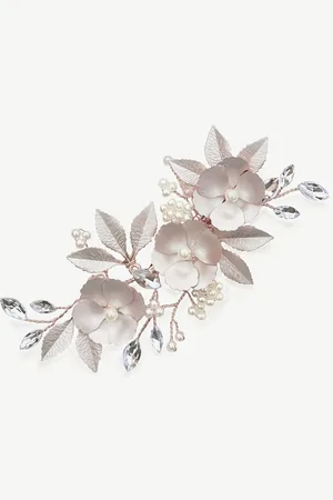 Ivory & Co Gardenia Crystal And Pearl Enamelled Floral ClipEn