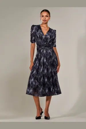 Jolie Moi Ruched Sleeve Mesh Maxi Dress40