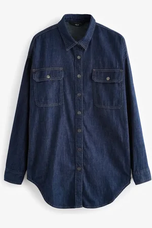 Next Print Oversized Denim 100% Cotton Shirt2XL høj