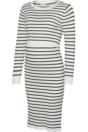 Mama;licious Maternity Stribet Midi Kjole med plejefunktionXXL 18