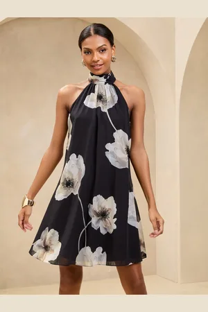 Lipsy London Floral Print Halter Mini Swing Dress42
