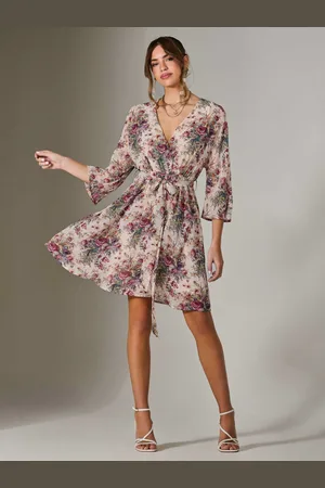 Jolie Moi Chiffon 3/4 Sleeve Mini Dress42