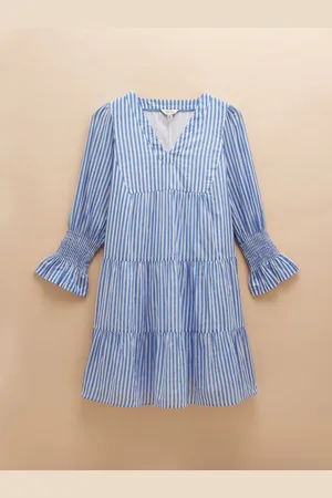 Joules Alessia 3/4 3/4 ærnelængde Tiered Cotton Kjole44