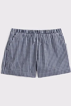 Abercrombie & Fitch Blue Poplin Elasticated Tie Waist Shorts166168cm