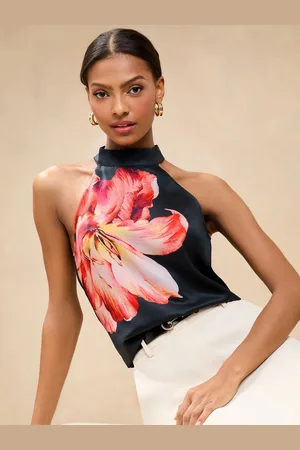 Lipsy London Blomster Tryk Satin Snøre Top42