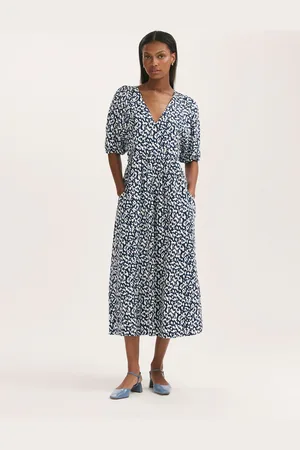 Finery London Katie Animal Print Cotton Blend Midi Dress42