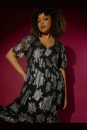 Roman Curve V-Neck Print Tiered Midi Dress50