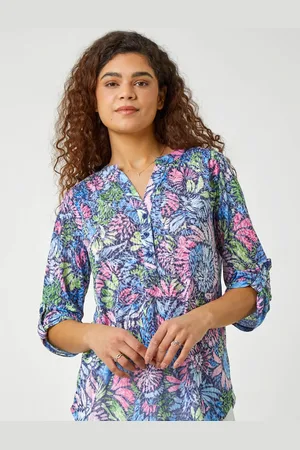 Roman Textured Floral Print Stretch Blouses42