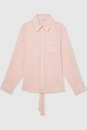 Reiss Leora Linen Tie-Back Shirt38
