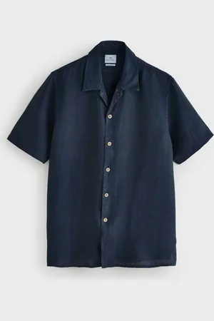 Paul Smith Blue Short Sleeve Casual Fit 100% Linen Shirtxlarge
